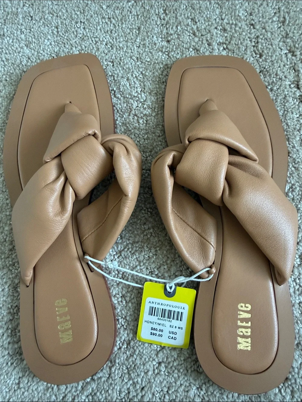 Maeve Cognac Knotted Toe-Post Sandals